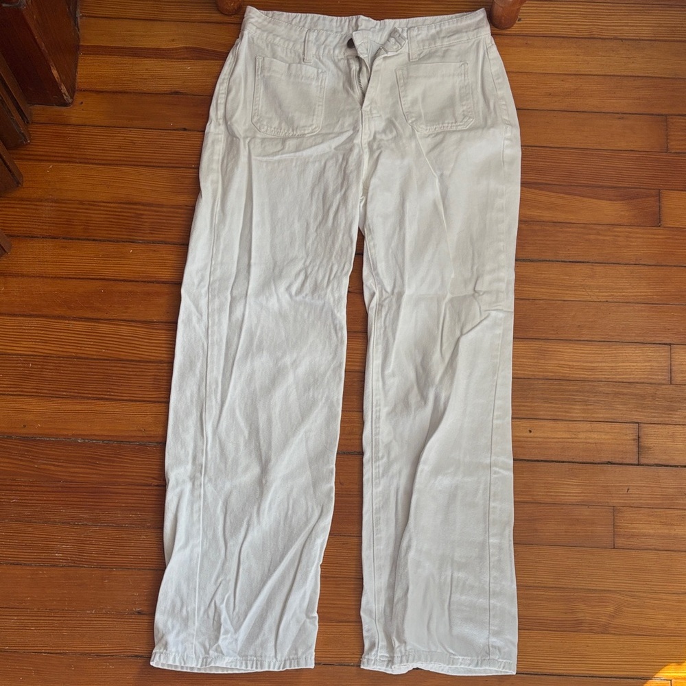 Wide leg white jeans